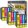 Image de 123CONSOMMABLES - 603XL - Pack de 12 Cartouches d'encre Compatible pour Epson 603 XL Etoile de Mer - pour Epson XP-2100 XP-2155 XP-3100 XP-4100 WF-2820 WF-2830 DWF WF-2870 WF-2835 WF-2850
