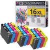 Image de 123CONSOMMABLES - 16XL - Pack de 12 cartouches d'encre compatible avec Epson Workforce WF-2750 WF-2760 WF-2660 WF-2650 WF-2630 WF-2540 WF-2530 WF-2510 WF-2010
