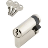 Image de Demi-cylindre européen 5 goupilles 5G 10 x 80 mm pour fermeture anti-panique laiton nickelé 3 clés HERACLES C100119