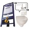 Image de Bâti-support autoportant + cuvette WC courte + abattant et plaque de commande avec jeu de pieds autoportant GEBERIT PROMO4-AUTO