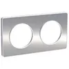 Image de Plaque Odace Touch - Aluminium brossé avec liseré blanc - Double horizontale / verticale 71mm