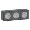 Image de Triple prise de courant 2P+T IP55 IK08 - Saillie - Gris - Mureva Styl