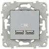 Image de Schneider Electric - Double prise USB 5V 2,1A - aluminium - Unica - Schneider