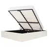 Image de Lit adulte 140 x 190 cm + coffre de rangement - Tissu gris beige - ECLIPSE