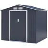Image de Abris de jardin métal ARCHER Chalet 4,07 m² gris anthracite 2 portes coulissantes + kit ancrage