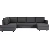Image de Canape angle fixe LES TENDANCES 3 places en tissu gris 187 x 292 x 86 cm