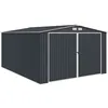 Image de Garage En Métal 18,2 M² - Gris Anthracite - Double Porte Verr - Avec Kit D'Ancrage Inclus