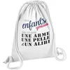 Image de Fabulous Sac de Gym en Coton Blanc J'ai des Enfants Géniaux Mais Aussi Arme Pelle et Alibi 12 Litres