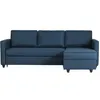 Image de Canapé d'angle convertible réversible 3 places CATS - Tissu bleu - L 222 x P 150 x H 86 cm