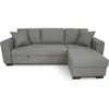 Image de Canapé d'angle convertible réversible 4 places - Tissu gris clair - L 244 x P 151 x H 90 - HAMILTON - Fabriqué en Ukraine