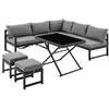 Image de Salon de jardin avec structure en aluminium avec coussins - 7 personnes - Hipu - Gris