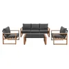 Image de Salon bas de jardin 5 personnes aluminium effet bois - Avec coussins Gris - Puerto