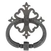 Image de Heurtoir de porte fer sur rosace carré ajourée vieil argent argent antique