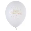 Image de Ballon joyeux anniversaire blanc et or en latex (x8) REF/5662