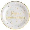 Image de 10 assiettes carton anniversaire 23cm blanc or - chalayer 000567000000001