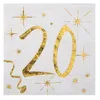 Image de Serviette élégante cocktail pour fête anniversaire 20ans blanche et dorée (x20) REF/6159