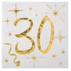 Image de Serviette élégante cocktail pour fête anniversaire 30ans blanche et dorée (x20) REF/6159
