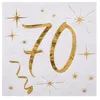 Image de Serviette élégante cocktail pour fête anniversaire 70ans blanche et dorée (x20) REF/6159