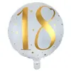 Image de Ballon anniversaire blanc et or métallisé 18 ans en aluminium (x1) REF/6236