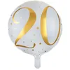 Image de Ballon anniversaire blanc et or métallisé 20 ans en aluminium (x1) REF/6236