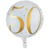 Image de Ballon anniversaire blanc et or métallisé 50 ans en aluminium (x1) REF/6236