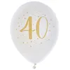 Image de Ballon latex anniversaire 40ans blanc et or 23cm (x8) REF/6571