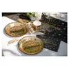 Image de 10 assiettes carton anniversaire holo 22.5cm or - chalayer 000664700000003