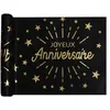 Image de chemin de table intissé anniversaire 30cmx5m noir - chalayer 6646 30-3