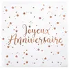 Image de 20 serviettes joyeux anniversaire 25cm or rose - chalayer 000566300000020