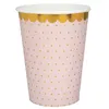 Image de 10 gobelets carton à pois or chic 27cl rose - chalayer 000682900000005