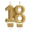 Image de Bougie dorée métallisée 18ans pour décoration gâteau d'anniversaire (x1) REF/6930