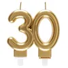 Image de Bougie dorée métallisée 30ans pour décoration gâteau d'anniversaire (x1) REF/6930