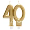 Image de Bougie dorée métallisée 40ans pour décoration gâteau d'anniversaire (x1) REF/6930
