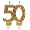 Image de Bougie dorée métallisée 50ans pour décoration gâteau d'anniversaire (x1) REF/6930