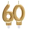 Image de Bougie dorée métallisée 60ans pour décoration gâteau d'anniversaire (x1) REF/6930