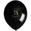 Image de 8 ballons latex âge 18 ans ø23cm noir - chalayer 7355 0-18