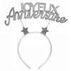 Image de 1 Serre-tête joyeux anniversaire argent pailleté REF/7368