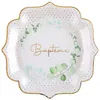 Image de 10 assiettes carton baptême feuillage 21cm blanc - générique 000837400000010