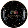 Image de 6 assiettes carton anniversaire multi 22.5cm noir - générique 000901900000011