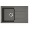 Image de STRADOUR Evier cuisine a encastrer 1 bac + 1 egouttoir Aloa - Resine - 81 x 50 cm - Gris beton