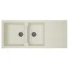 Image de STRADOUR Evier cuisine a encastrer 2 bacs + 1 egouttoir Aloa - Resine - 116 x 50 cm - Blanc