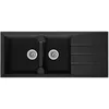 Image de STRADOUR Evier cuisine a encastrer 2 bacs + 1 egouttoir Aloa - Resine - 116 x 50 cm - Noir