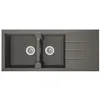 Image de STRADOUR Evier cuisine a encastrer 2 bacs + 1 egouttoir Aloa - Resine - 116 x 50 cm - Gris beton