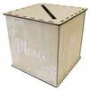 Image de urne bois cubique mariage végétal 24cm nature - générique acm671
