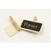 Image de Lot de 12 mini ardoise sur pince en bois naturel Taille Unique