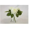 Image de bouquet roses artificielles 3 tiges 26cm blanc - hobi fma3052b