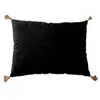 Image de Enjoy Home - Coussin rectangulaire 4 pompons en jute - 70x50 cm - Noir - Panama