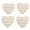 Image de 6 coeurs rayés lin 2,6 cm