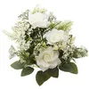 Image de bouquet 9 roses artificielles 40.5cm blanc - chaks 11569-00