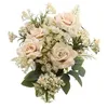 Image de bouquet 9 tiges 5 roses artificielles 40.5cm rosé - chaks 11569-01
